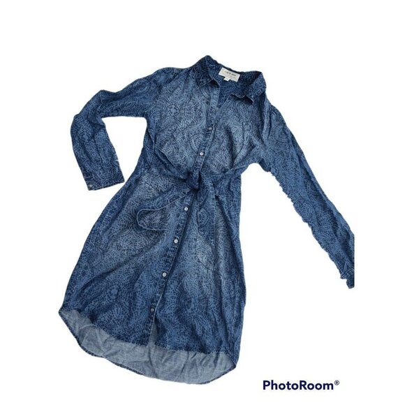 CLOTH & STONE Chambray Shirt Dress XS Blue Button Front Anthropologie Pockets - Picture 3 of 10